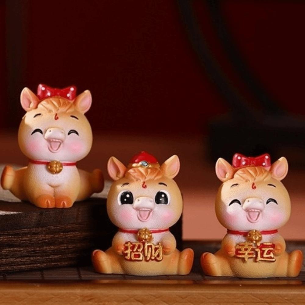 Lifelike Zodiac Horse Mascot Resin Horse Statue Cute Miniature Horse Figures Table Desk