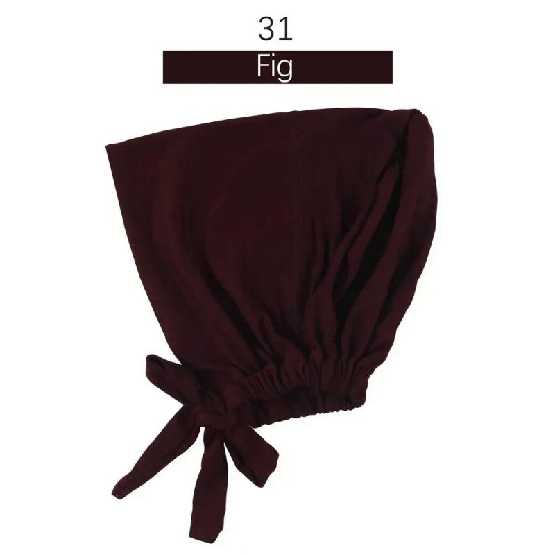 Solid Color Elastic Tie-Back Modal Undercap Hijab Scarf Adjustable Kufi Cap