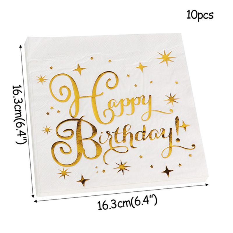 Dot Gold Polka Stamping Happy Birthday Party Decor Supplies Tableware Disposable