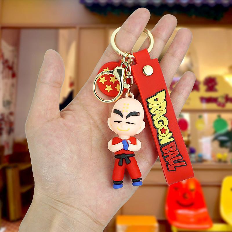 Cute Cartoon Dragon Ball Z Pvc Keychain Accessories Fun Durable Rubber Keyring For Goku Gohan Tien Buu Master Roshi