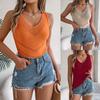 2026 Spring and Summer Casual V-neck Hollow Knitted Sweater Women's Fashion Vacation Top