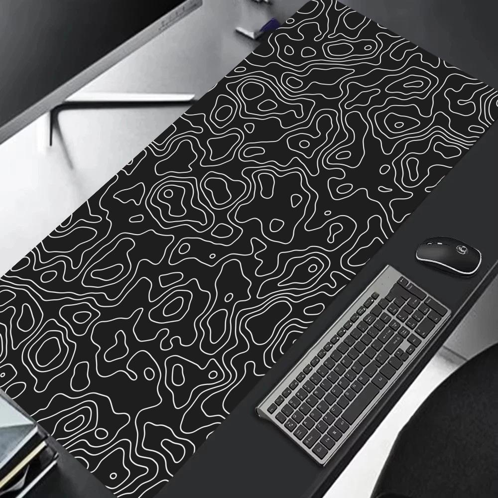 Xxl Desk Mat Black And White Strata Liquid Mousepad Large Abstract Mouse Pad Gaming Deskmat With Lockedge Office NonSlip Xaxc