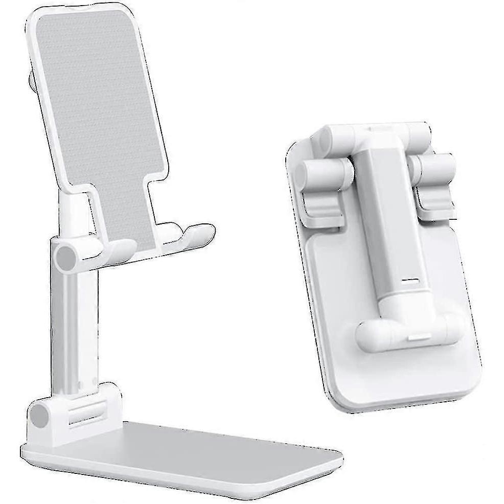 Phone Stand Angle Height Adjustable, Fully Foldable Portable Desktop Phone Stand Base Compatible White (1pcs)