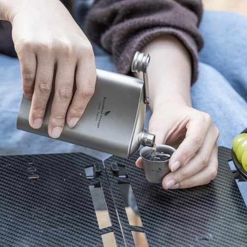 Boundless Voyage Titanium Hip Flask with Funnel, 200ml, Lightweight and Stylish, Portable Whiskey Bottle, Perfect for Alcohol, Fuel, and Water, Perfec