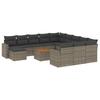 13 Piece Garden Sofa Set with Cushions Gray Poly Rattan