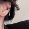 Sleek Black Zircon Star Ear Clip: No-Piercing Style for Women & Trendy Men's Accessory