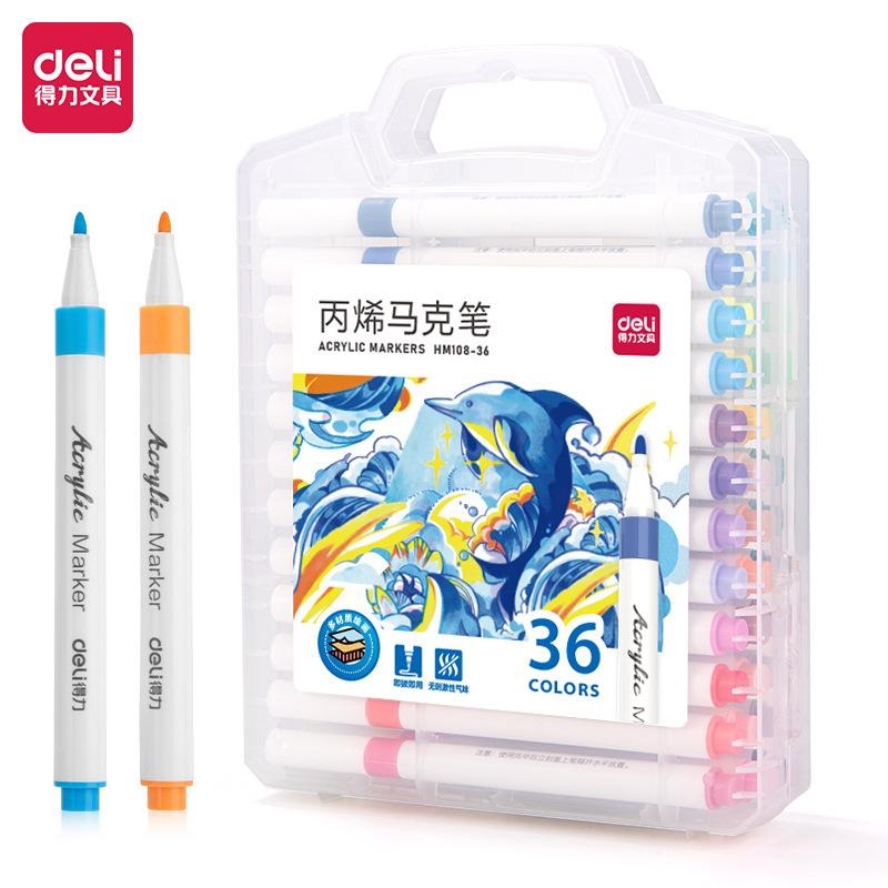 Deli HM108 Student Special Color Pen Acrylic Marker Set with Plastic Material for Acrylic Paint
