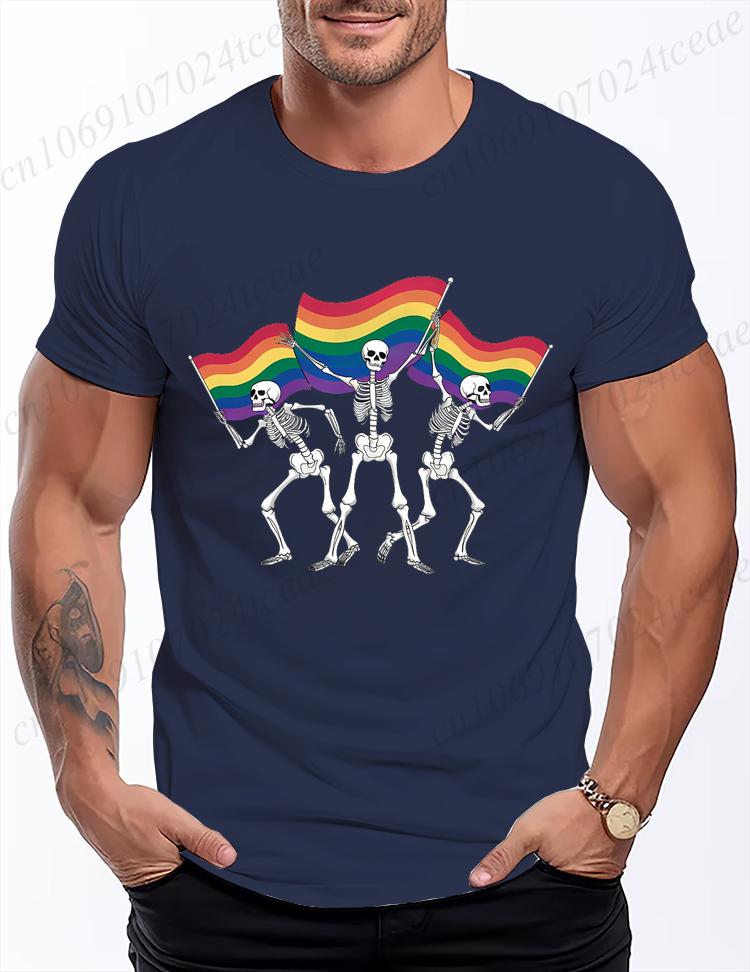 Men Women TShirt Skeleton LGBT Rainbow Pride Month T Shirts Fashion Tee Shirt Streetwear Casual Summer Unisex Tee Clothing Tops