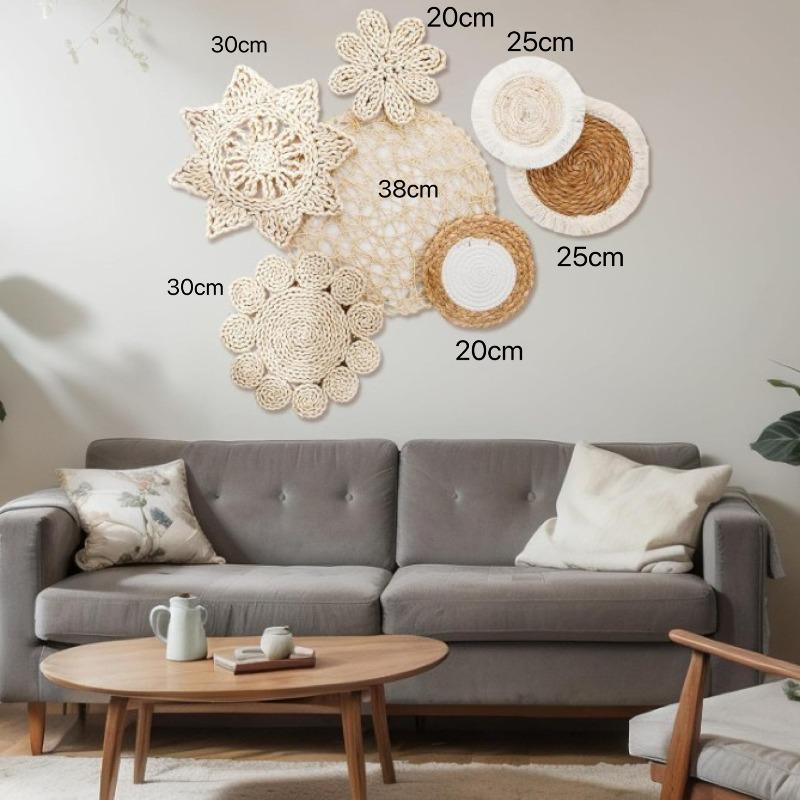 3/4/7pcs Bohemian Style Wall Basket Set Hanging Wall Basket Decoration Bohemian Style Wall Decoration Environmental Round Art