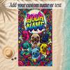 Pug Theme Soft Beach Towel Personalized Custom Name Text Towel Portable for Beach Pool Travel