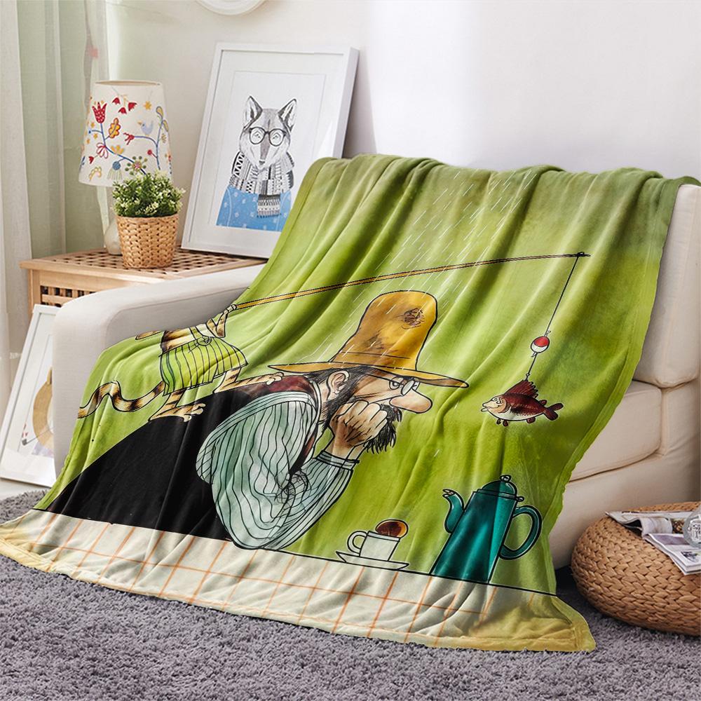 Pettson and Findus Flannel Blanket, High quality Comfortable for All Seasons, Home Decor, Warmth and Comfort