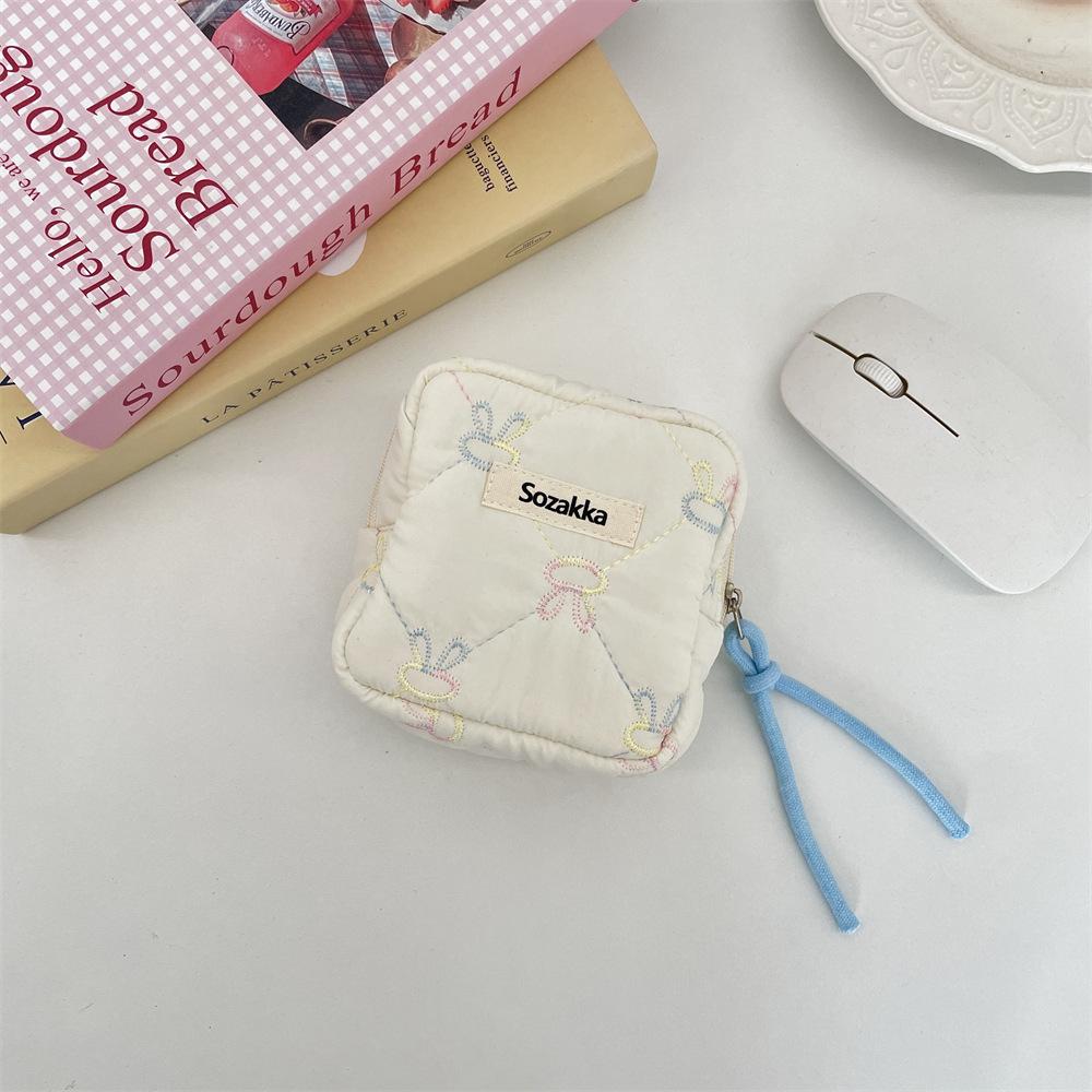 Quilted Cotton Sanitary Makeup Storage Bag Mini Lipstick Cosmetic Case Soft Portable Menstrual Sanitary Napkin Storage Bag