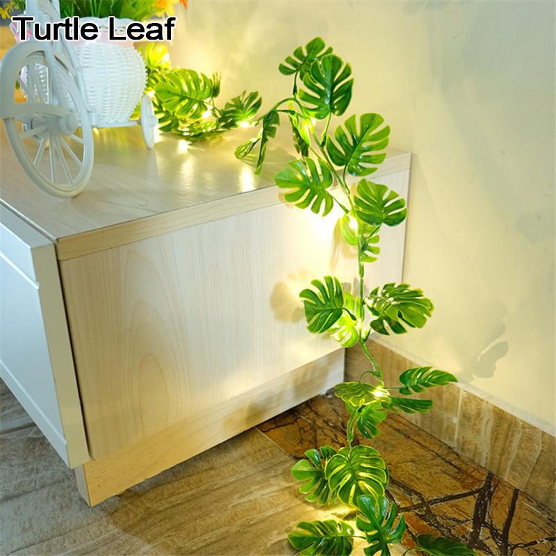 Blumen-grüne Blatt-Lichterkette, künstliche Weinrebe, Lichterkette, USB-betrieben, Weihnachtsbaum-Girlande, Licht zum Jäten, Heimdekoration