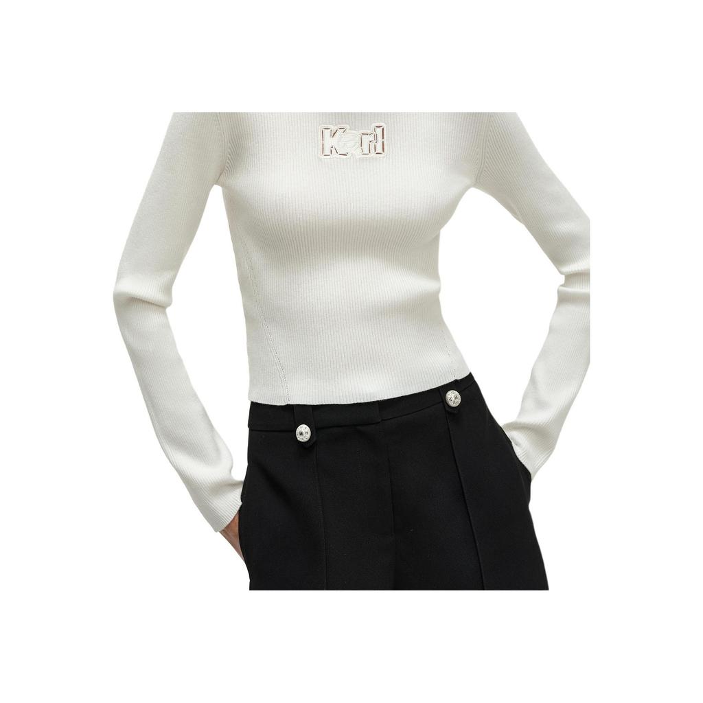 Karl Lagerfeld French Elegant Date Outfit Daily Office Commuting Light Luxury Solid Color Hollow Embroidery Pullover Sweater Women Sweater 241L2013