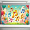 2D Cartoon Music Note Backdrop Colorful Balloon Birthday Party Background