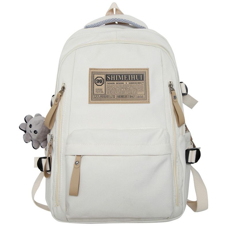 

Female Large Capacity Male High School Student Junior High School Student Backpack Backpack Primary School Student College Student Computer Bag White small size + pendant