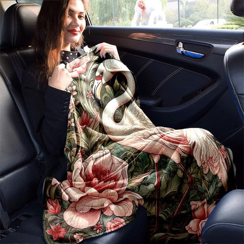 1pc Flamingo Printing Lightweight Flannel Blanket, Comfortable and Warm Blanket, for Camping Sofa Bed and Couch Office, Suitable for Gift Bla