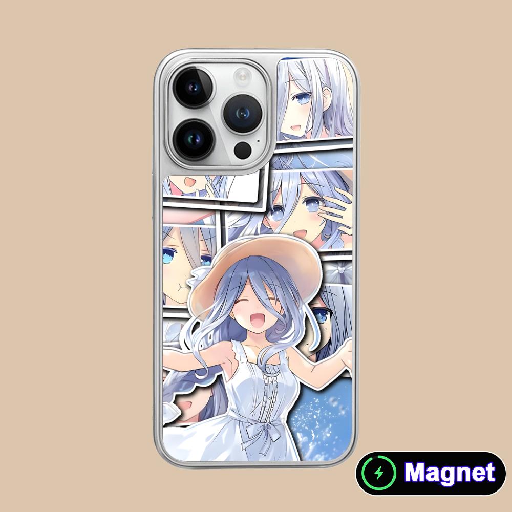 Date a Live Mio Takamiya Silver Plating Magsafe Mobile Phone Case for iPhone 17 16 15 14 13 12 11 Air Pro Max Plus Colorful