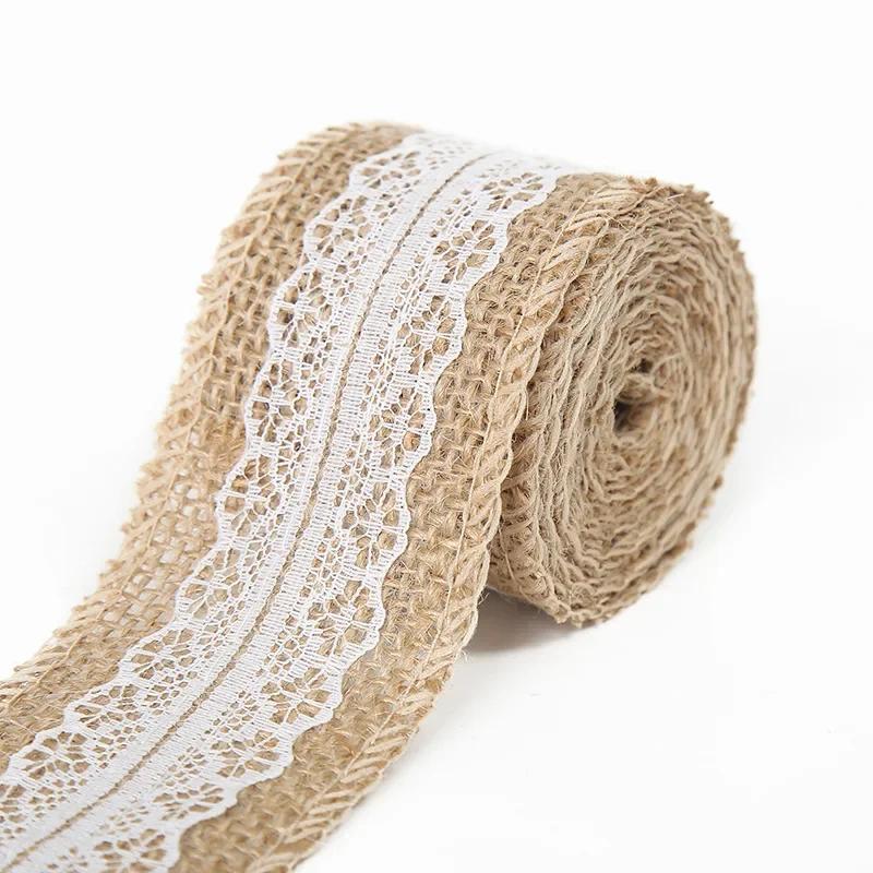 

1Meter/roll Natural Jute Burlap Ribbon Hessian Lace Jute Roll Rustic Wedding Decoration Christmas Decor Party Supplies