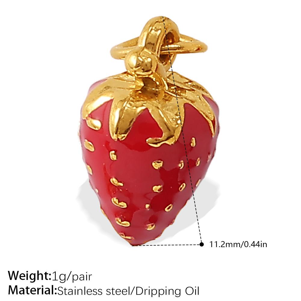 Cartoon Oil Dripping Fruit Diy Pineapple Pendant Stainless Steel Gold-Plated Dopamine Accessories