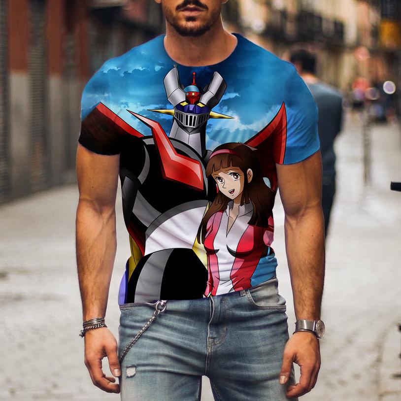 Summer New Mazinger Z Anime Robot 3D Print Men Woman Short Sleeve T-shirts Fashion Streetwear Harajuku Kids Tops Tees Clothing