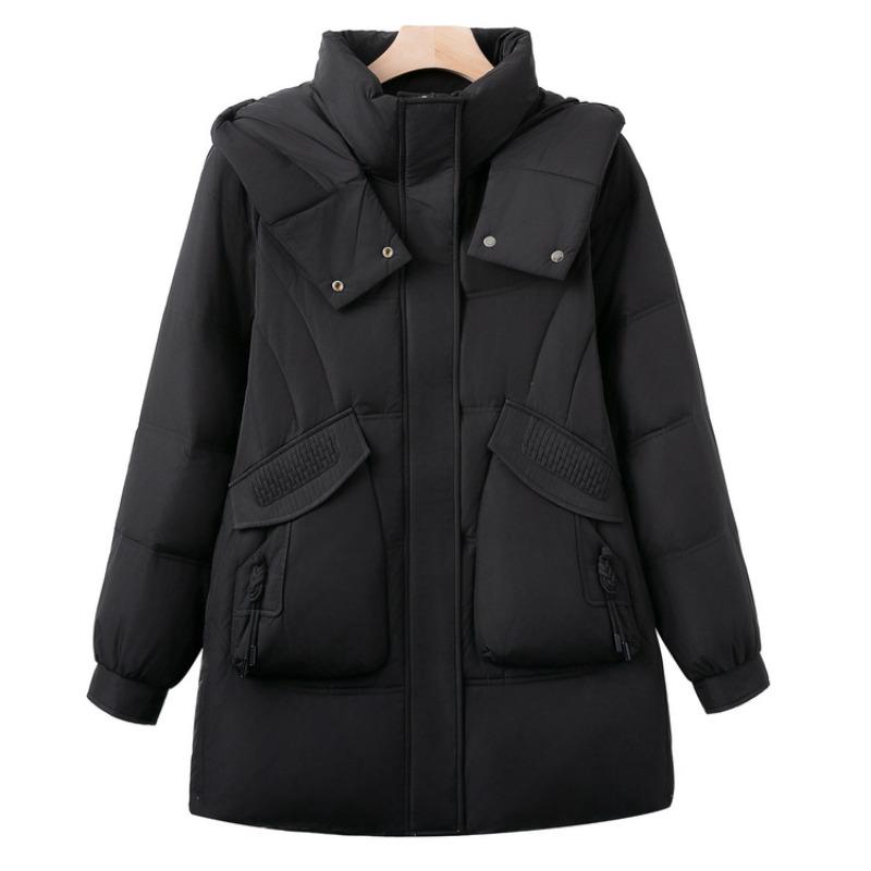 Winter new Chinese down jacket mother thickened warm removable cap white duck down fashion coat