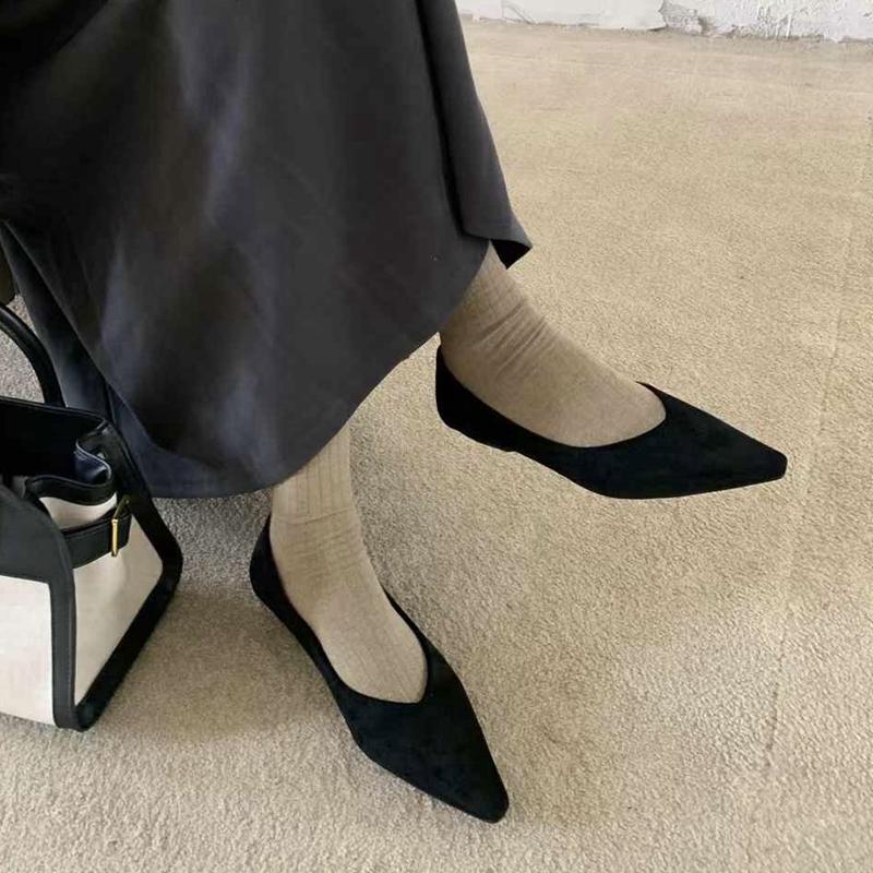 Fashion SUOJIALUN 2024 Autumn Women Flat Shoes Fashion Pointed Toe Shallow Slip On Baot Shoes Soft Low Heel Outdoor Dress Single Shoes