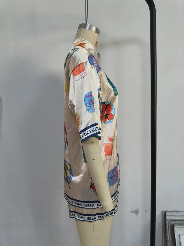 25th Anniversary Summer Cartoon Lapel Cardigan & Shorts Set