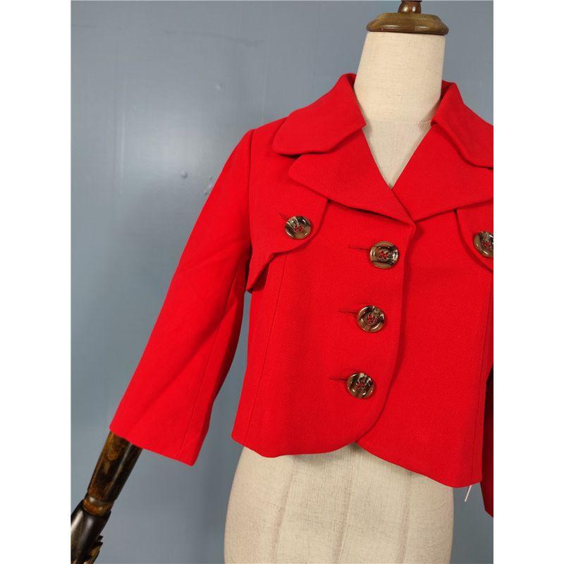 Export 21 White New Year Celebration Age-Reducing Breasted 3/4 Sleeve Stylish Red Short Crop Top Suit Outwear