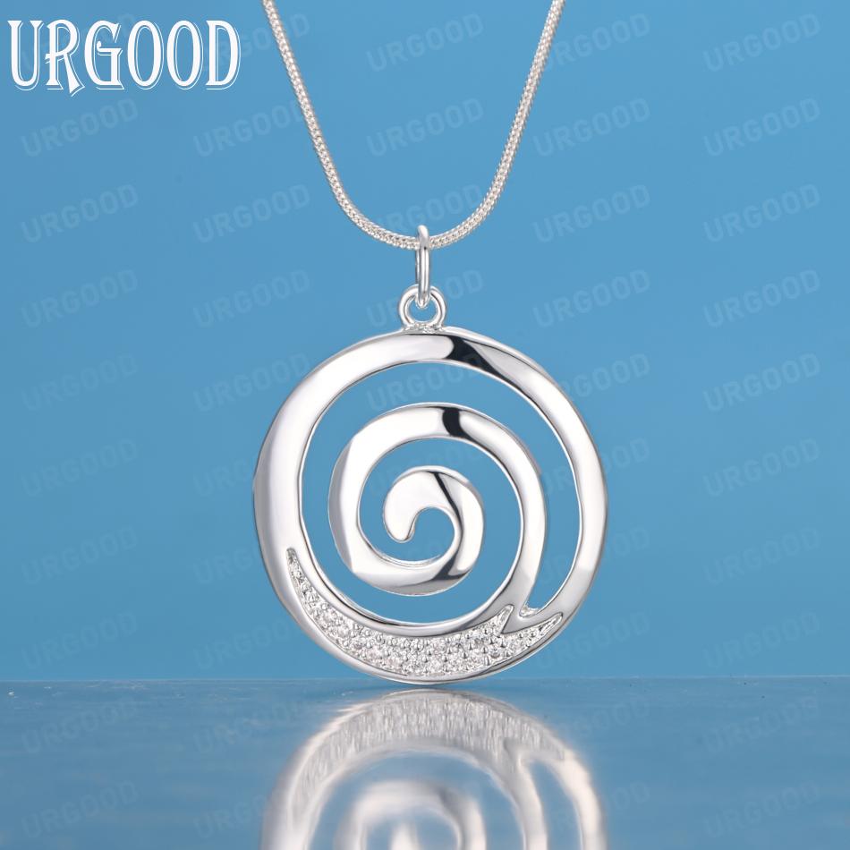 Srebro Próby 925 Okrągła Zawieszka Modny Naszyjnik Biżuteria Ślubna