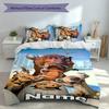 Set de 3 Piezas con Nombre Personalizado La Edad de Hielo El Amanecer de los Dinosaurios, Incluye 1 Funda Nórdica y 2 Fundas de Almohada, Decoración de Dormitorio para Todas las Estaciones