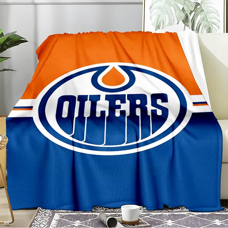 Energetic Oilers Team Spirit Blanket Flannel Throw for Sofa, Indoor, Camping, Living Room, Office, Chair, And Bed Soft Birthday Gift