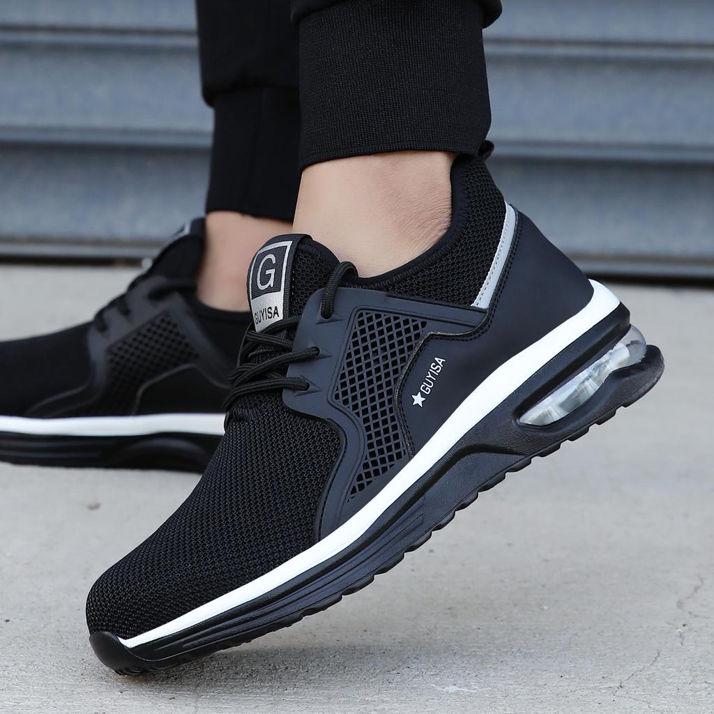 Steel Toe Safety Shoes for Men Women Protective Work Shoes Lightweight Mesh Air Cushion Safety Shoes Men Summer Work Sneakers
