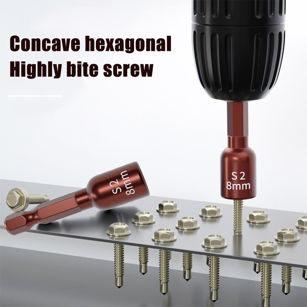 Strong Magnetic Extended S2 Air Cannon Hexagonal Socket, High-quality Vanadium Steel 6mm Electric Wrench Hexagonal Socket
