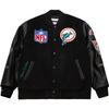 Varsity Jacket - MITCHELL & NESS - BLACKOUT Miami Dolphins - Wool and Polyester - Retro Style - Optimal Comfort