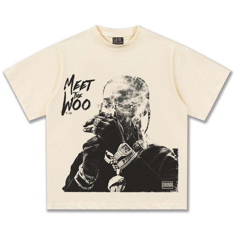 Pop Smoke Meet The Woo Graphic TShirt Unisex Oversized Hip Hop Rapper Casual Cotton Short Sleeve Classic Streetwear Fashion For
