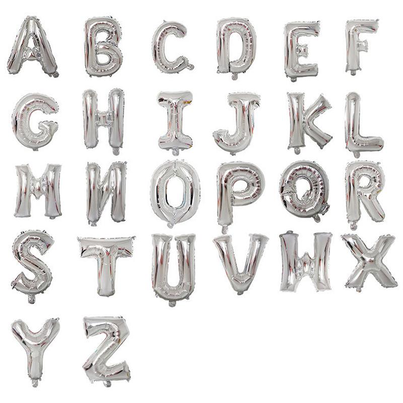 1/26Pcs 16 Inch Alphabet Foil Balloons Silver Aluminum Letter Balloons Reusable Decor Wedding Birthday Party Events