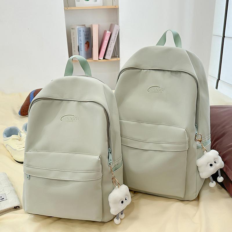 Solid Color Backpack Women's Large Capacity College Style Backpack Student Schoolbag