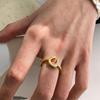 European & American Geometric Women's Open Ring with Double Layer Rhinestone Paperclip Design