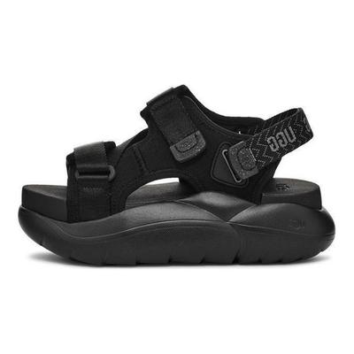 Tela Puntera Redonda Versátiles Sandalias de Playa Sandalias de Mujer Negro 1152688-BLK