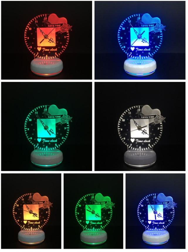 New Custom Crystal Laser Color Changing Christmas Holiday Heart Shape love 3D Table Light Wedding Led Gift Set