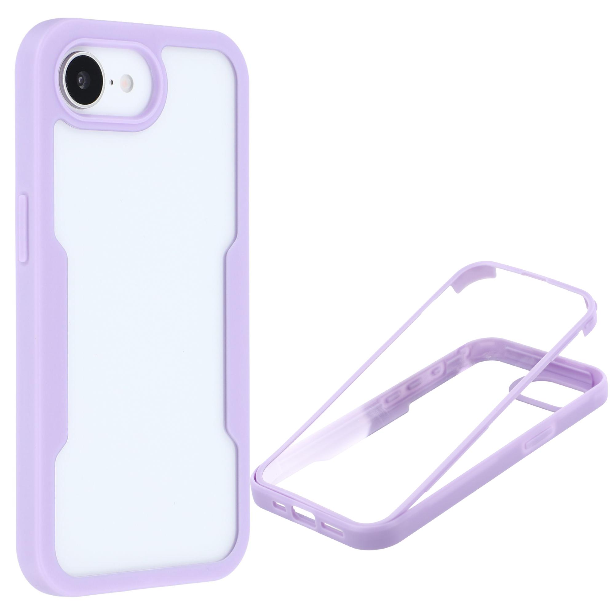 

Для iPhone 16e Чохол Акрил+ТПУ Прозорий Чохол для Телефону з ПЕТ Захисною Плівкою для Екрану Purple