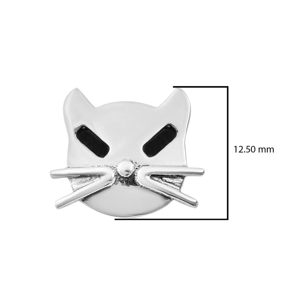 Cat Face Stud Earrings - 925 Sterling Silver