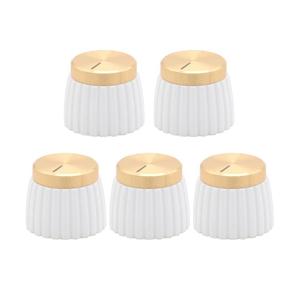 5Pcs 20x16mm Guitar AMP Pointer Knob Cap Amplifier Knob Replacement DJ Mixer Equipment 5pcs white gold
