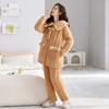 Pajamas Women'S Winter Three-Layer Padded Jacket Coral Fleece Fleece Thickened Flannel Medium And Long Loungewear Set Winter
