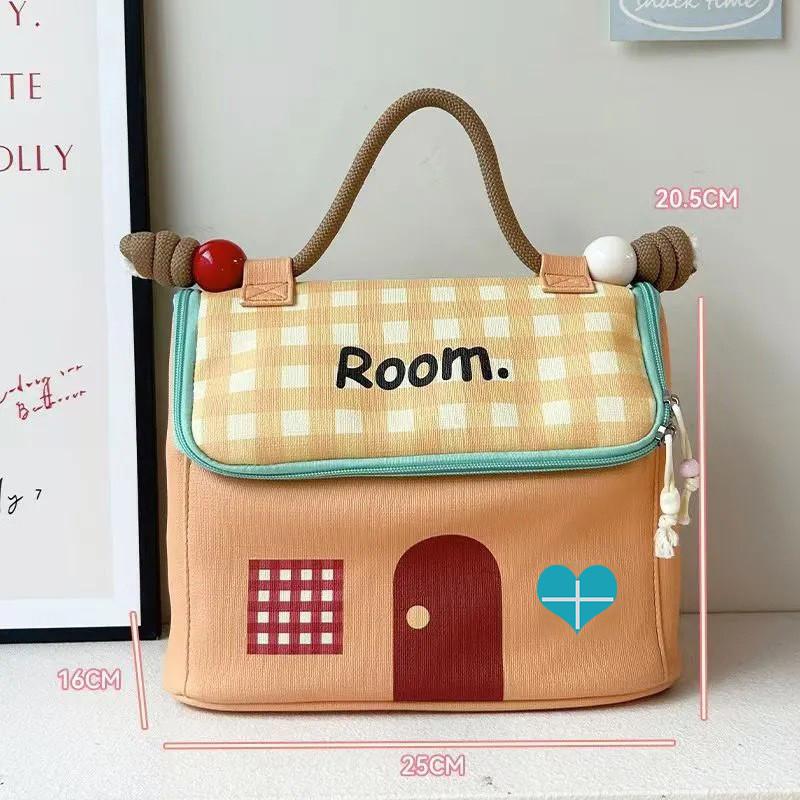 Cartoon House Makeup Bag With Breathable Material For Girls Travel And Storage