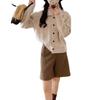 Autumn and winter new gentle wind twist knitted cardigan women's retro soft waxy lapel loose lazy sweater jacket
