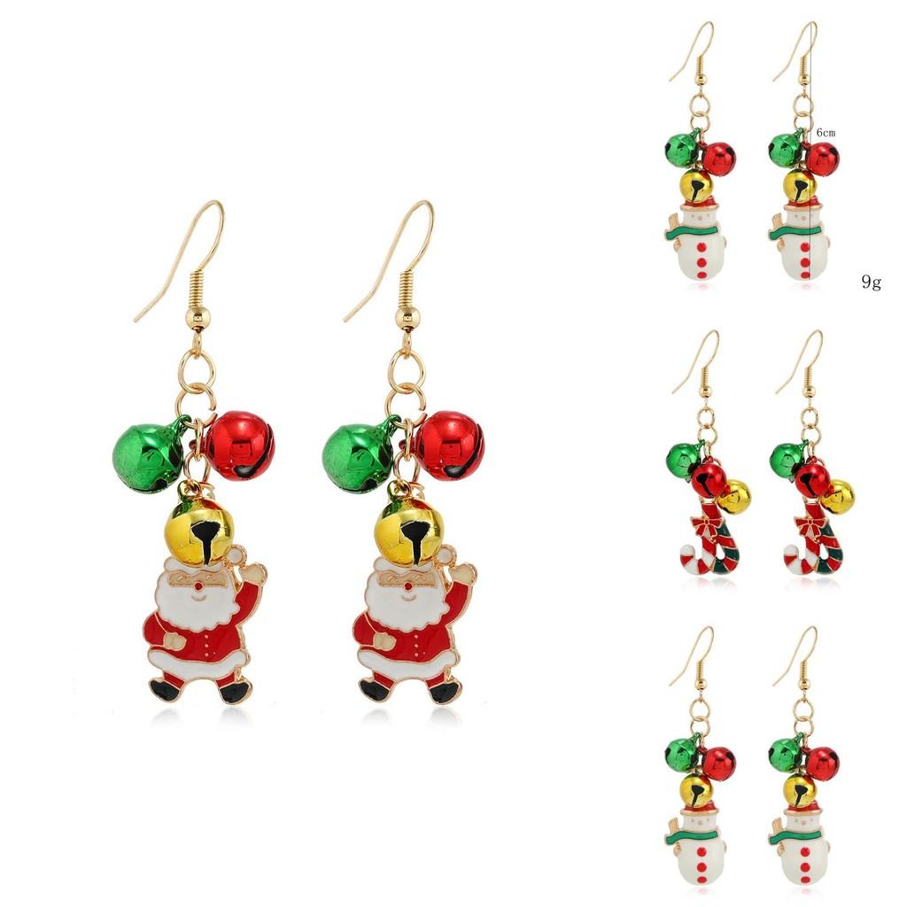Holiday Christmas Snowflake Dangle Earrings With Bell And Gift Box For Women