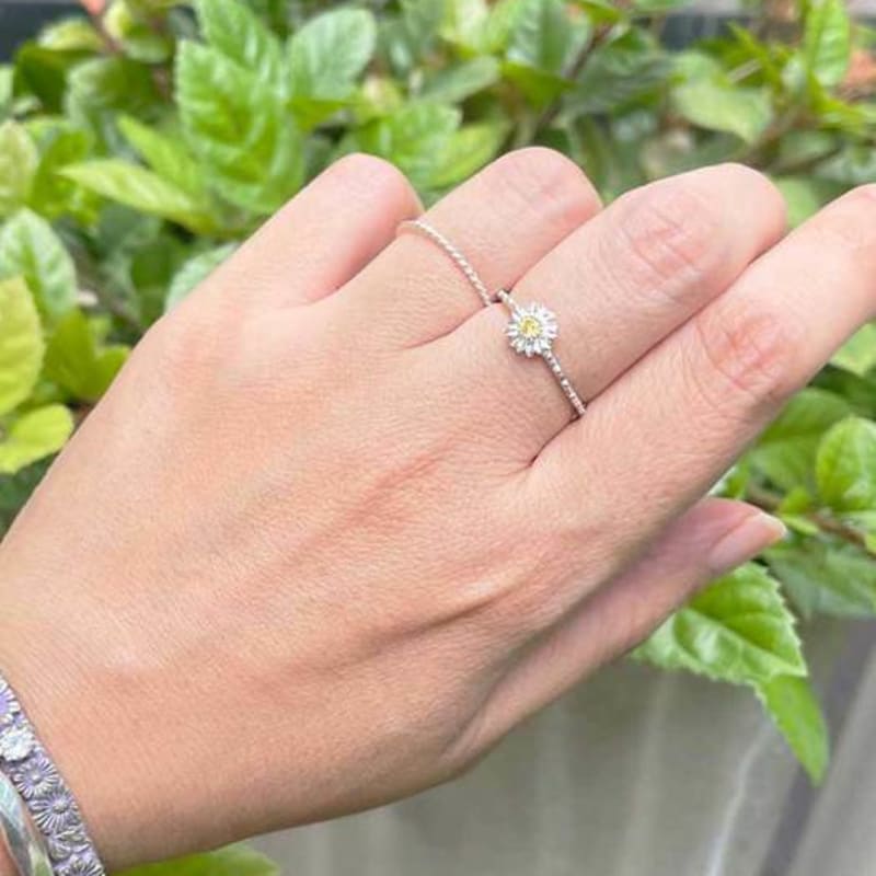 Ollia Silver 925 Daisy Layered Set Silver Ring