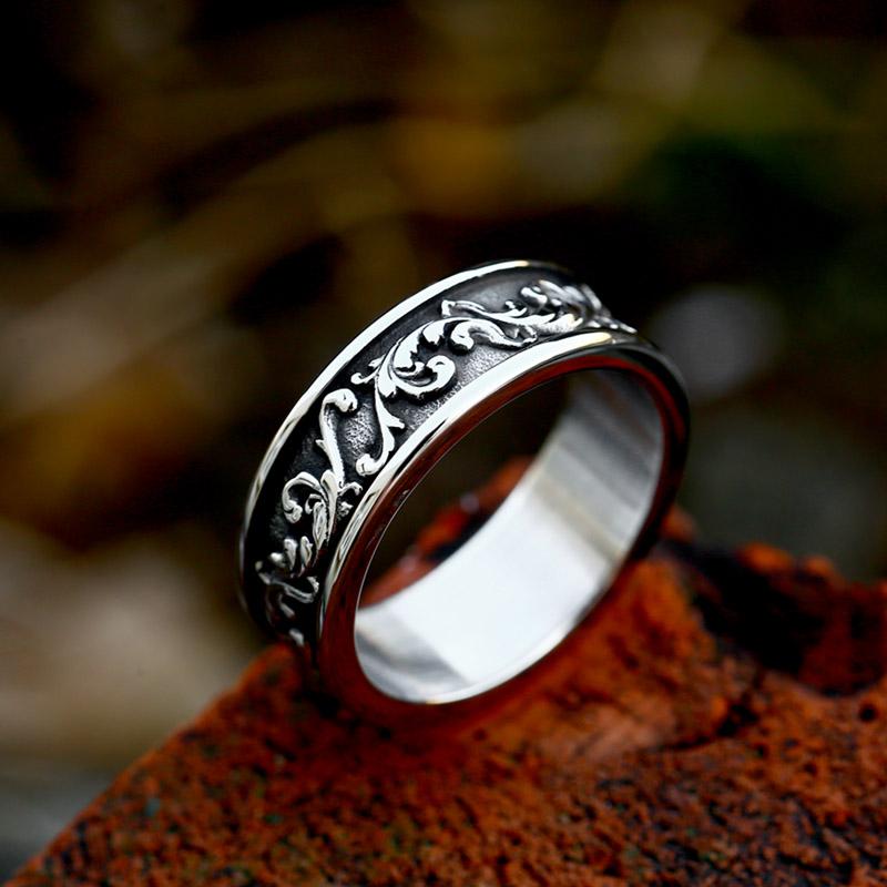 

BEIER 2023 New Arrival Stainless Steel Viking Spindrift Pattern Round Ring Viking Biker Vintage Jewelry 7